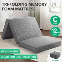 Trifold Foam Mattress Foldable Sofa Bed Camping Floor Portable Sleeping Mat Cushion with Removable Cover Cot Size