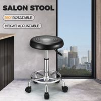 Salon Chair Barber Stool Hairdressing Beauty Clinic Height Adjustable Rotatable Round PU Black