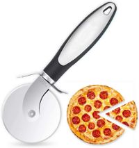 Premium Pizza Cutter - Stainless Steel Pizza Cutter Wheel - Easy to Cut and Clean - Super Sharp Pizza Slicer - Dishwasher Safe - Handles Large and Small Pizza - Corte De Pizza(Black)