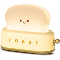 Desk Decor Toaster Lamp,Rechargeable Small Lamp with Smile Face Toast Bread Cute Toaster Shape Room Decor Night Light for Bedroom,Bedside,Living Room,Dining,Desk Decorations,Gift (Yellow)