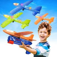 3 Pack Airplane Launcher Toys,2 Flight Modes LED Foam Glider Catapult Plane Toy for Boys,Outdoor Flying Toys Birthday Gifts for Boys Girls Age3+