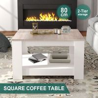 Square Coffee Table Bedside Bed Sofa Side End Nightstand with Storage Bedroom Living Room Office Furniture Decor Wooden 2 Tier