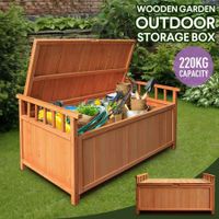 Outdoor Storage Box Wooden Toy Tool Cabinet Bin Garden Patio Bench Deck Container Outside