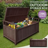 Outdoor Storage Box Wooden Garden Bench Toy Tool Cabinet Patio Bin Deck Outside Container