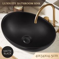 Black Bathroom Sink Basin Vessel Wash Washing Vanity Bowl Countertop Above Counter Toilet Bath Hand Modern Oval Ceramic
