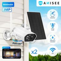 Solar Home Security Camera System House Wireless CCTV IP WiFi Outdoor Indoor 3MP 2K Night Vision AI Motion Detection 2-Way Audio x2