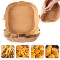 20cm 100Pcs Air Fryer Disposable Paper Liner With handle Easy take out, Water-proof, Oil-proof, Non-stick, Parchment Paper for Baking- 7.9 inch Air Fryer Liners Square