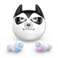 Wireless Earbuds, Touch Control Headset Stereo Sound in-Ear Wireless Earpiece, Bluetooth Earphones with Red Cartoon Charging Case(Husky)