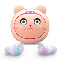 Wireless Earbuds Bluetooth Headphones with Cartoon Charging Case Touch Control Game Headset for Sports Running(Piggy Cat)