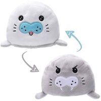 Reversible Plushie Toys Sea Lion Cute Mood Stuffed Animal Throw Pillow Doll Help Express Your Emotions