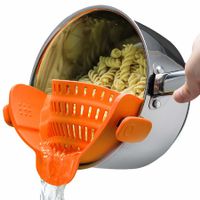Snap N Strain Pot Strainer and Pasta Strainer - Adjustable Silicone Clip On Strainer for Pots Bowls - Kitchen Colander-Orange