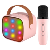 Kids Toy Karaoke Machine,Portable Bluetooth Speaker with Wireless Microphone,Music MP3 Player for Age 3+ Girls Boys (Pink)