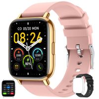 Smart Watch Bluetooth for Android Phone Waterproof Sport Blood Pressure Heart Rate Monitor Sleep Tracker for Men Women Fitness-Pink
