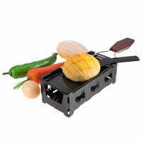 Portable Candlelight Cheese Raclette Non Stick Rotaster Baking Tray Stove Set Carbon Steel Home Kitchen Grilling Tool