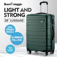 Carry On Luggage Suitcase Traveller Bag Travel Hard Shell Case Lightweight with Wheels Checked Travelling Rolling Trolley TSA Lock Green
