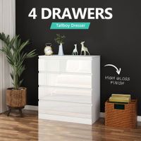 4 Drawers Chest Dresser Bedside Table White Bed Sofa Side Tallboy Storage Cabinet Nightstand End Pantry Furniture Hallway Bedroom Living Room