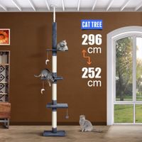 296cm Cat Tree Tower Tall Scratching Post Stand Climbing Pole Sisal Scratcher Pet Furniture Gym With Perches Hanging Toys