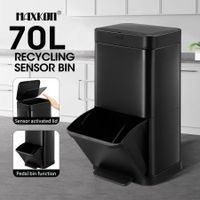 Rubbish Bin Recycling 70L Kitchen Waste Trash Can Dust Garbage Pedal Motion Sensor Dual Compartment Stainless Steel Container Household