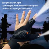 Led Flashlight Fishing Gloves Half Finger Tactical Gear Hunting Rescue Outdoor Cycling Gloves 1 Pair