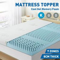 King Size Mattress Topper Memory Foam Bed Cool Gel Underlay 8CM with Bamboo Cover