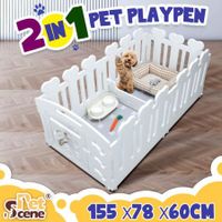 Dog Crate Pet Pen Cage Playpen Enclosure Puppy Kennel Outdoor Indoor Cat Exercise Whelping Box Plastic Portable White