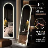 LED Full Length Mirror Arched Body Floor Free Standing Hanging Leaning Lighted Wall Mounted Bedroom Hallway 3 Lighting Colours