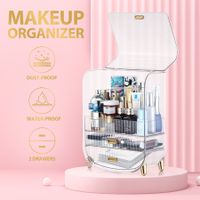 Makeup Storage Organiser Cosmetics Case Large Holder Jewellery Box Vanity Drawers Organizer Stand Transparent Portable 28.5x19x36cm