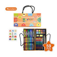 59pcs Crayons Oil Pastels Assorted Washable Marker Colored Pencils Art Painting Carton Set Kids