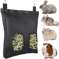 Rabbit hay Feeder Bag, Rabbit Feeder Fabric Bag Feeder Storage Bag 25 x 3 x 28cm (Black)