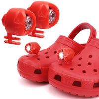 2Pcs Headlights for croc shoes, light up croc charms for Dog Walking,  Camping, IPX5 Waterproof, Ultra Bright and Long Lasting Color Red