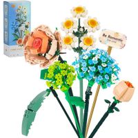 Flower Bouquet Building Blocks Kit, Artificial Flower Building Sets, DIY Bouquet Building Bricks for Adults/Teens