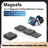 3in1 Magsafe Wireless Charger,Magnetic Foldable 3 in 1 Charging Station,Fast Wireless Charging Pad,Compatible with iPhone 14/Pro/Max/Plus/13/12 Series,AirPods iWatch