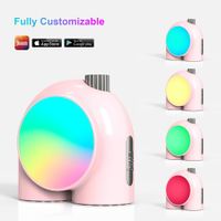 Divoom Planet-9 Smart Mood Lamp, Cordless Table Lamp with Programmable RGB LED for Bedroom Gaming Room Office-Pink