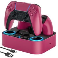 PS5 Controller Charging Station Fast Charging Dock with Safety Chip Protection LED Indicator for Playstation (Red)