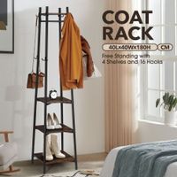 Freestanding Coat Rack Stand Clothes Garment Closet Organizer Hooks Hanger Display Shelf