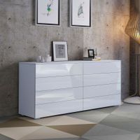 8 Drawer Cabinet Chest of Drawers Storage Furniture White High Gloss Front