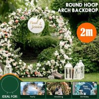Round Backdrop Stand Arch Hoop Party Wedding Photo Metal Frame Circle Balloon Decoration Flower Holder 2M White