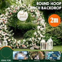 Round Backdrop Stand Hoop Arch Wedding Party Balloon Metal Frame Circle Flower Decoration Holder 2M Gold