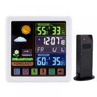 Full Weather Clock Weather Station Indoor Outdoor Color Display  Sensor Monitor Digital Full Touch Screen Weather Atomic Clock Color White