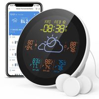 Weather Clock 3-Day Weather Forecast Station Wireless Thermometer Hygrometer Humidity Gauge Atomic Alarm Clock-3 Sensor