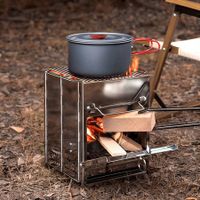 Foldable Campfire Grill, Stainless Steel BBQ Grill with Carrying Bag, Outdoor Wood Stove Burner for Backyard Patio Cooking Hiking Backpacking Picnic Travel Party