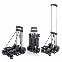Foldable Hand Truck Luggage Cart 4 Wheels Transportation Trolley Aluminum Alloy Portable for Shopping Travel Compact Light Weight