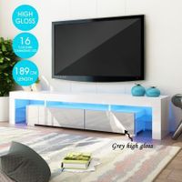 Wood TV Unit Modern Entertainment Cabinet Stand 2 Drawers High Gloss RGB LED 189CM