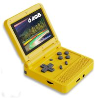 Handheld Game Console 3 inch Retro Clamshell Games Consoles Built-in Rechargeable Battery Portable Style Flip Hand Held Game Video Consoles System Yellow 64GB