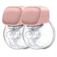 Wearable Breast Pump,Hands-Free Breast Pump,Portable Electric Breast Pump with 2 Mode & 5 Levels,Painless Breastfeeding Breastpump Can Be Worn in-Bra,24mm Pink(2Pcs)