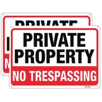 Large Private Property No Trespassing Sign14"x10" Rust Free Aluminum,UV Ink Printing,Durable/Weatherproof Up to 7 Years Outdoor for Home (2-Pack)