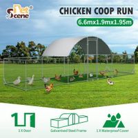 Chicken Coop Run Walk In Bird Cage Rabbit Bunny Hutch Pen Hen Chook House Dog Cat Enclosure Fence Shelter XL 660x190x195cm