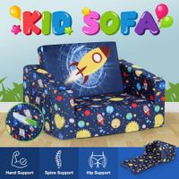 2in1 Kids Sofa Bed Couch Flip Out Lounger Chair Children Comfy Convertible Sleeper Bedroom Playroom Open Outer Space