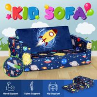 2 Seater Kids Sofa Bed 2in1 Couch Flip Out Lounger Chair Children Comfy Convertible Sleeper Bedroom Playroom Open Space