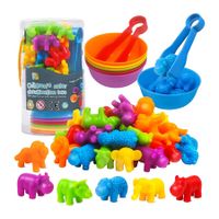 Matching Animal Counting Games, Color Sorting, Stacking Toys with Bowls, Preschool Learning Activities,Gift for Boys and Girls Ages 3+